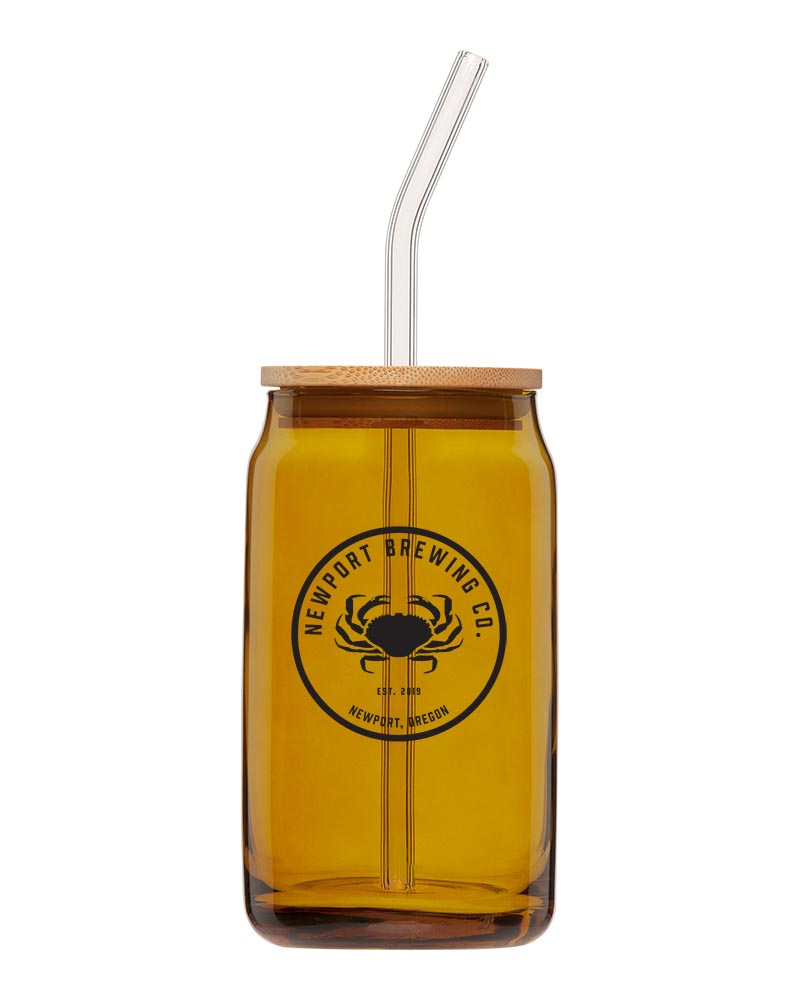 Go Little Rockstar Beer Can Glass | Retro Groovy | Libbey Glass Can | 16  oz. | 20 oz. | Bamboo Lid | Glass Straw | Metal Straw