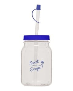 Shop For 26 oz. Square Molded Mason Jar with Straw and Lid MJBS26