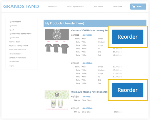 Grandstand reorders