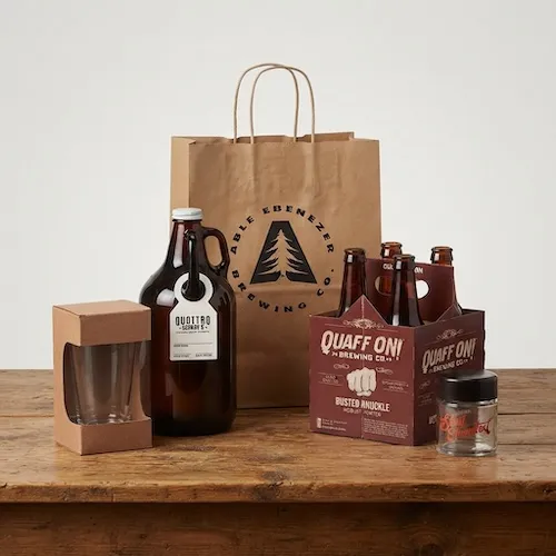Custom growler and bottle packaging