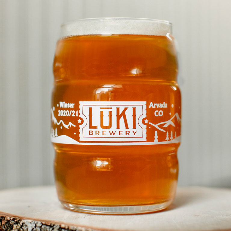 Luki Brewery branded glassware