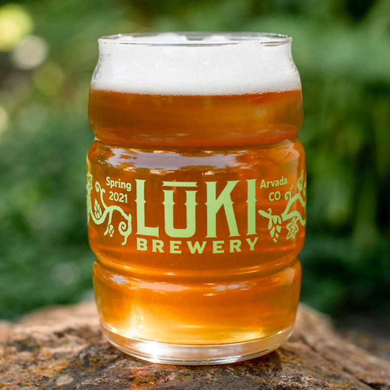 Luki Brewery decorated glassware