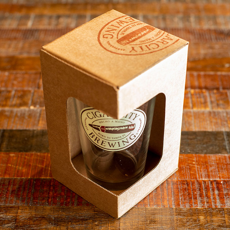 Custom pint glass with custom packaging